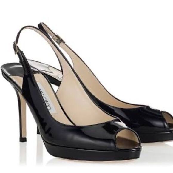 Jimmy Choo Black Patent Erin Slingback Hee… - Picture 1 of 9